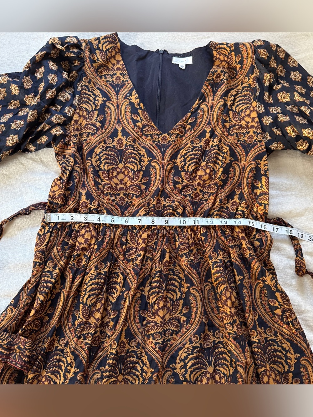 A Loves A Paisley Cotton Maxi Dress L Boho Romantic Tiered Ruffle Balloon Sleeve - Picture 12 of 12